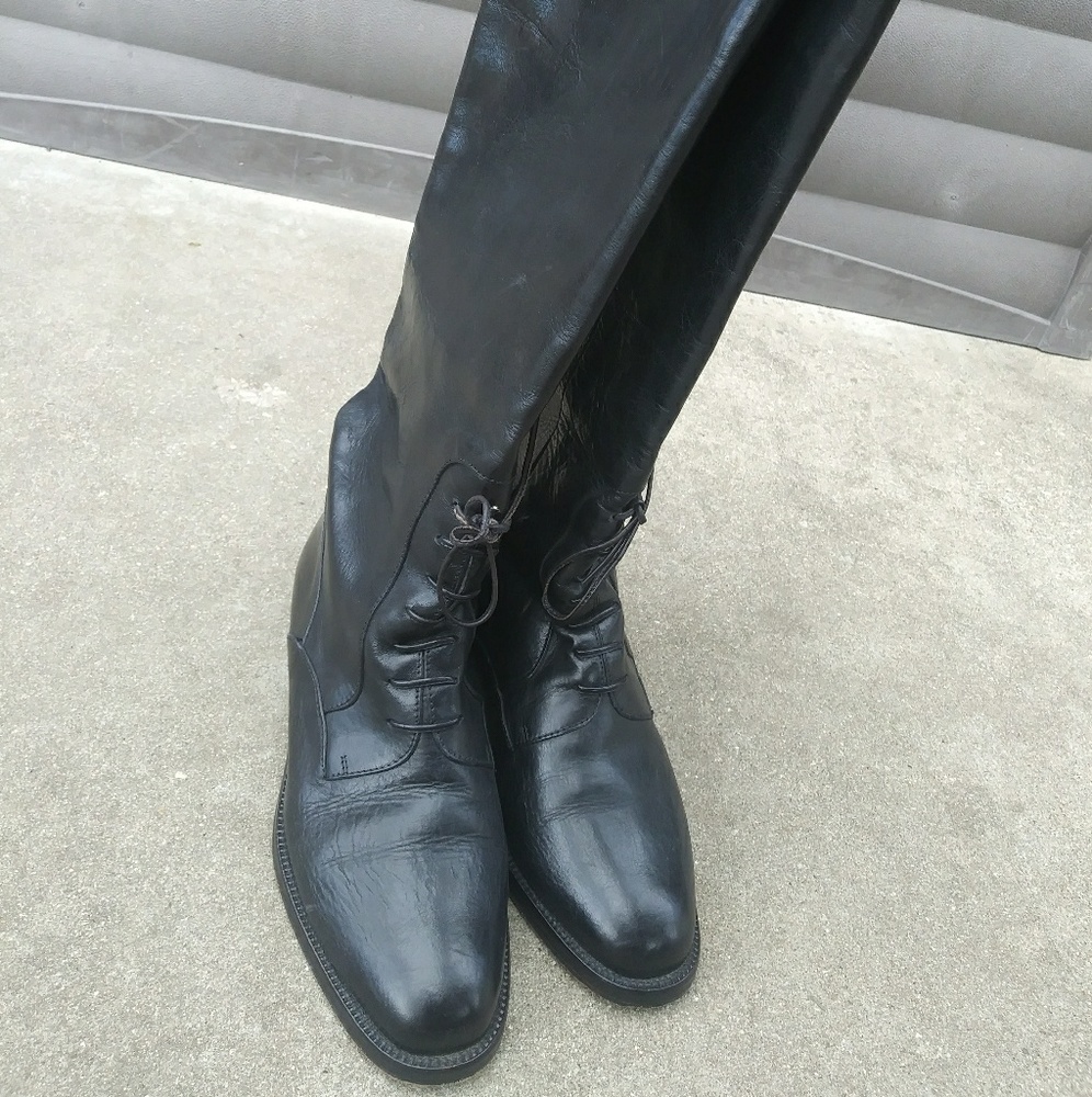 Echtes Leder italia black leather  knee boots 37.5